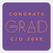 Purple Orange Grad Typography Graduation Sticker (Vorderseite)