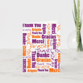 Purple Orange Multilingual Word Cloud Typography Dankeskarte (Vorderseite)