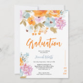 Purple Orange photo Boho floral graduation Einladung (Vorderseite)