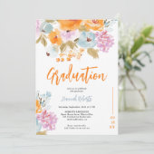 Purple Orange photo Boho floral graduation Einladung (Stehend Vorderseite)