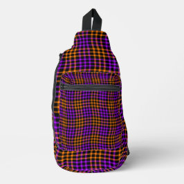 Purple Orange Plaid Checker Seamless Pattern Crossbody Bag
