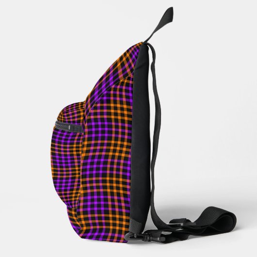 Purple Orange Plaid Checker Seamless Pattern Crossbody Bag (Rechts)