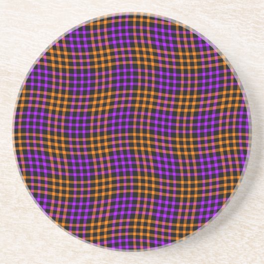 Purple Orange Plaid Checker Seamless Pattern Getränkeuntersetzer (Vorne)