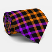Purple Orange Plaid Checker Seamless Pattern Krawatte (Gerollt)
