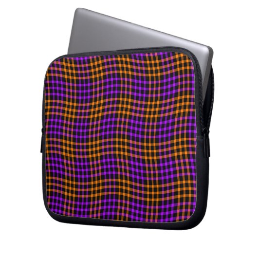 Purple Orange Plaid Checker Seamless Pattern Laptopschutzhülle (Vorderseite Links)