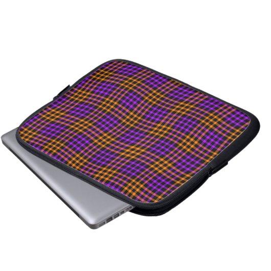 Purple Orange Plaid Checker Seamless Pattern Laptopschutzhülle (Vorne Knopf)