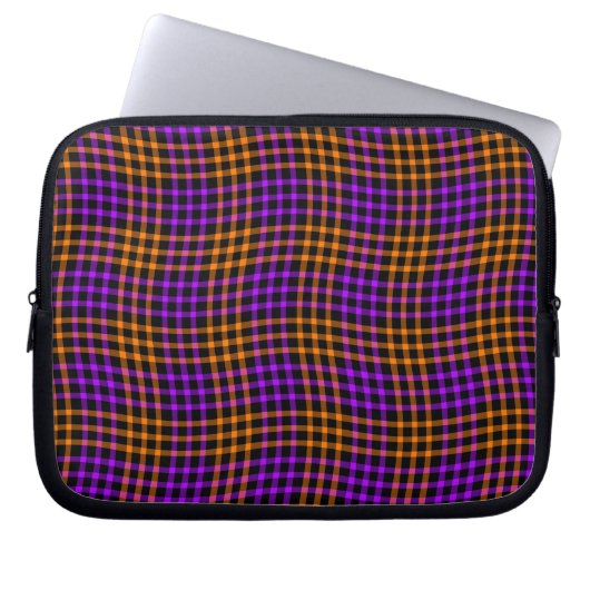 Purple Orange Plaid Checker Seamless Pattern Laptopschutzhülle (Vorderseite)