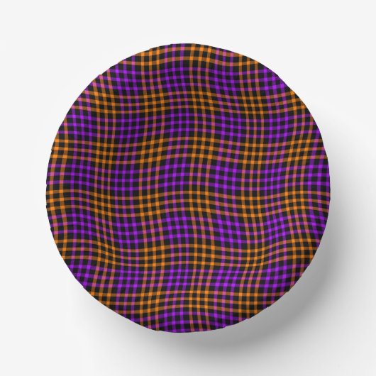 Purple Orange Plaid Checker Seamless Pattern Pappteller (Vorderseite)