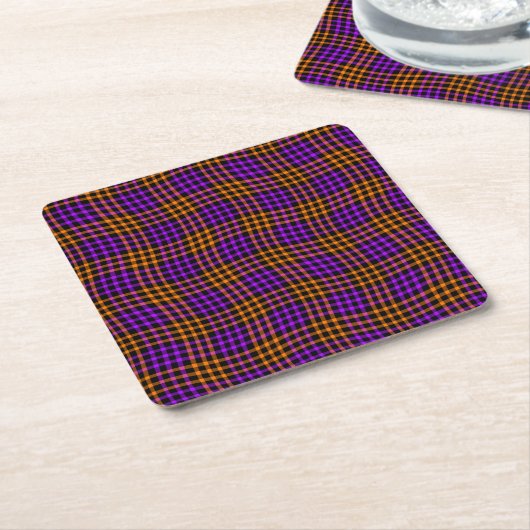 Purple Orange Plaid Checker Seamless Pattern Rechteckiger Pappuntersetzer (angewinkelt)