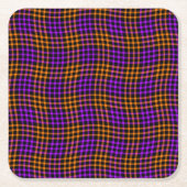 Purple Orange Plaid Checker Seamless Pattern Rechteckiger Pappuntersetzer (Vorderseite)