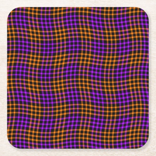 Purple Orange Plaid Checker Seamless Pattern Rechteckiger Pappuntersetzer (Vorderseite)