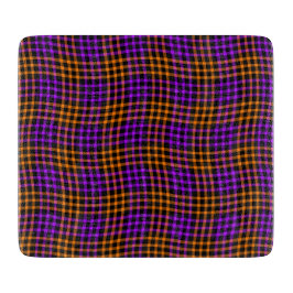 Purple Orange Plaid Checker Seamless Pattern Schneidebrett
