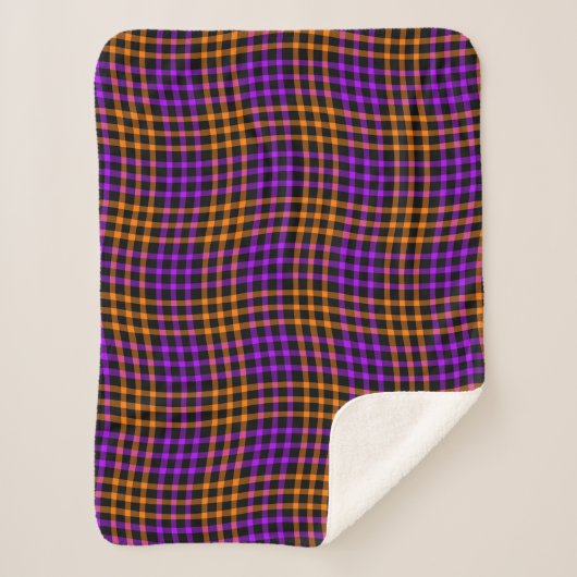 Purple Orange Plaid Checker Seamless Pattern Sherpadecke (Vorderseite)