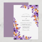 Purple Orange Vivid Spring Wedding Einladung (Vorne/Hinten)