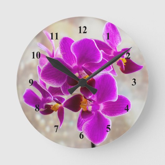 Purple Orchid Acrylic wall clock Runde Wanduhr (Vorderseite)