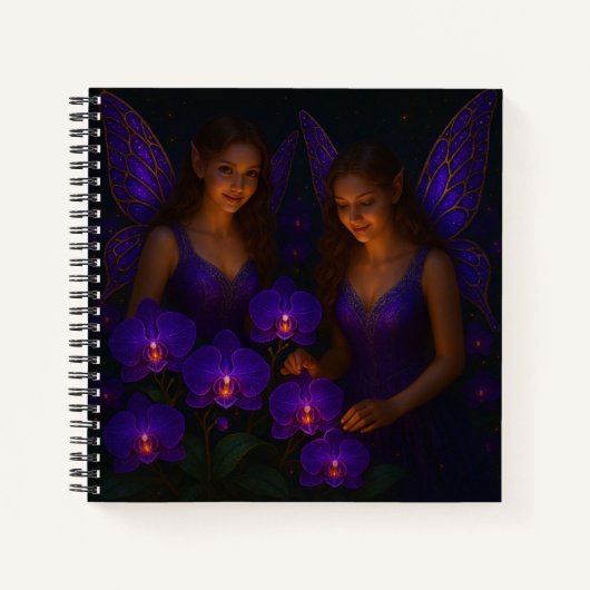 Purple Orchid Fairies Hardcover Art Journal Notizblock (Vorderseite)