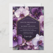 Purple Orchid Opulent Romance Wedding Einladung (Vorderseite)