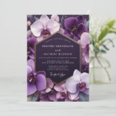 Purple Orchid Opulent Romance Wedding Einladung (Stehend Vorderseite)