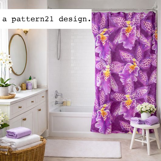Purple orchid pattern duschvorhang