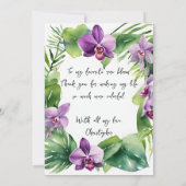 Purple Orchid Watercolor Tropical Valentine's Card (Rückseite)