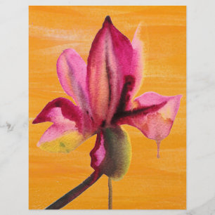 Purple Orchid watercolour orange pop art flower
