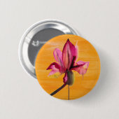 Purple Orchid watercolour orange pop art flower Button (Vorne & Hinten)