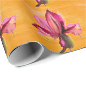 Purple Orchid watercolour orange pop art flower Geschenkpapier (Rolleneckpunkt)
