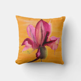 Purple Orchid watercolour orange pop art flower Kissen