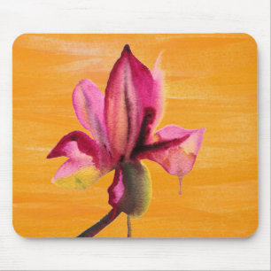 Purple Orchid watercolour orange pop art flower Mousepad