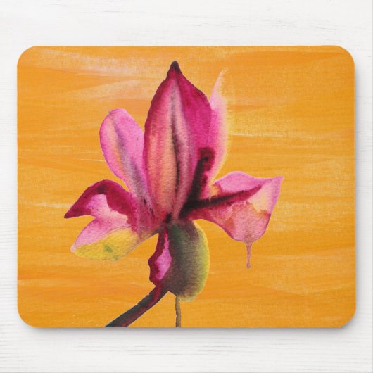 Purple Orchid watercolour orange pop art flower Mousepad (Vorne)