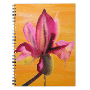 Purple Orchid watercolour orange pop art flower Notizblock