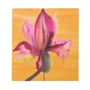 Purple Orchid watercolour orange pop art flower Notizblock