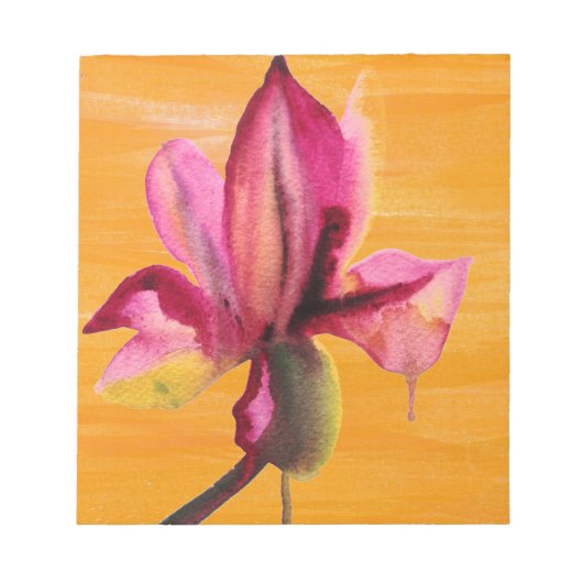 Purple Orchid watercolour orange pop art flower Notizblock (Vorderseite)