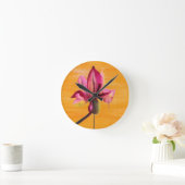 Purple Orchid watercolour orange pop art flower Runde Wanduhr (Zuhause)