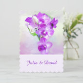 Purple Orchids Wedding Einladung (Stehend Vorderseite)