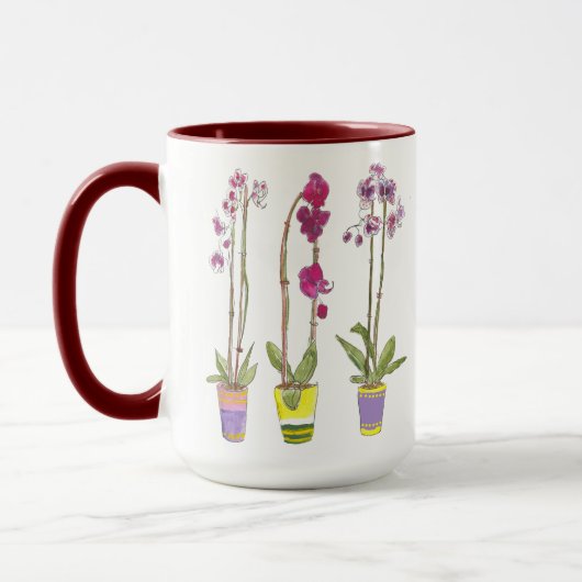 Purple Orchids Whimsical Garden Botanical Tasse (Links)