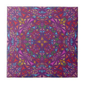 Purple Ornate Kaleidoscope Pattern Fliese (Vorderseite)