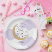 Purple Over the Moon Baby Shower Pappteller (Party)