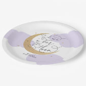 Purple Over the Moon Baby Shower Pappteller (Schrägansicht)
