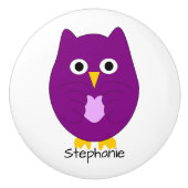 Purple Owl Design Personalisiert Keramikknauf (Vorderseite)