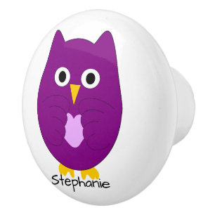 Purple Owl Design Personalisiert Keramikknauf