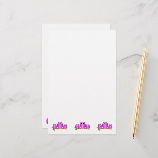 Purple Owls Design Briefpapier (Vorderseite/Rückseite Beispiel)