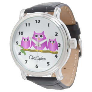 Purple Owls Design Personalisiert Armbanduhr