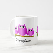Purple Owls Design Personalisiert Kaffeetasse (Vorderseite Links)