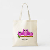 Purple Owls Design Personalisiert Tragetasche (Rückseite)