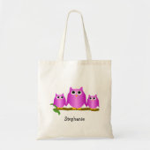 Purple Owls Design Personalisiert Tragetasche (Vorne)