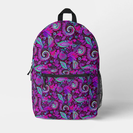 Purple Paisley Bedruckter Rucksack (Vorderseite)