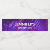 Purple Palm Leaf Water Bottle Label Wasserflaschenetikett (Einzelnes Label)