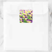 Purple Pansies Quadratischer Aufkleber (Tasche)