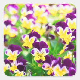 Purple Pansies Quadratischer Aufkleber